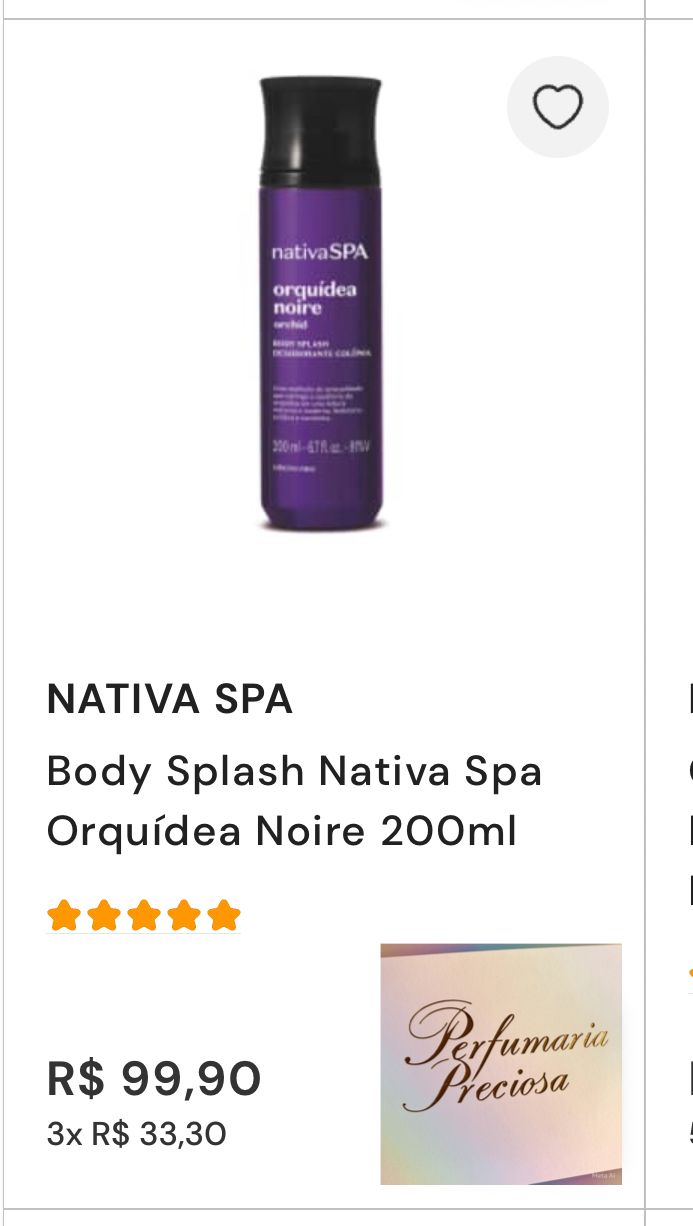 Body Splash Nativa Spa Orquidea Noire