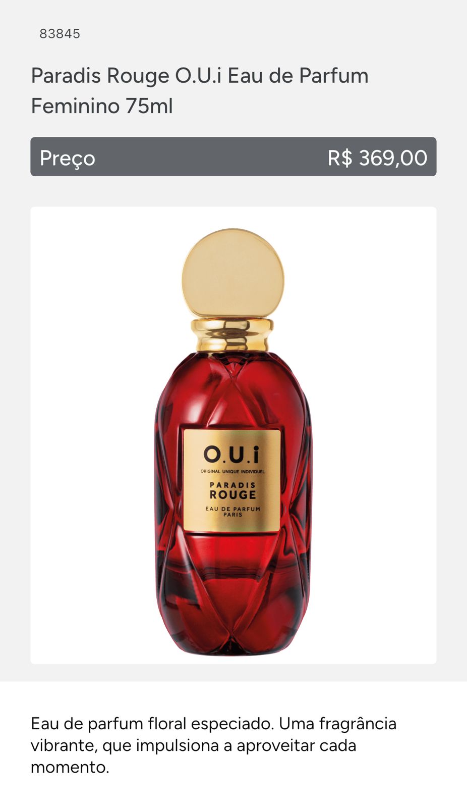 OUI Paradis Rouge 75 ml