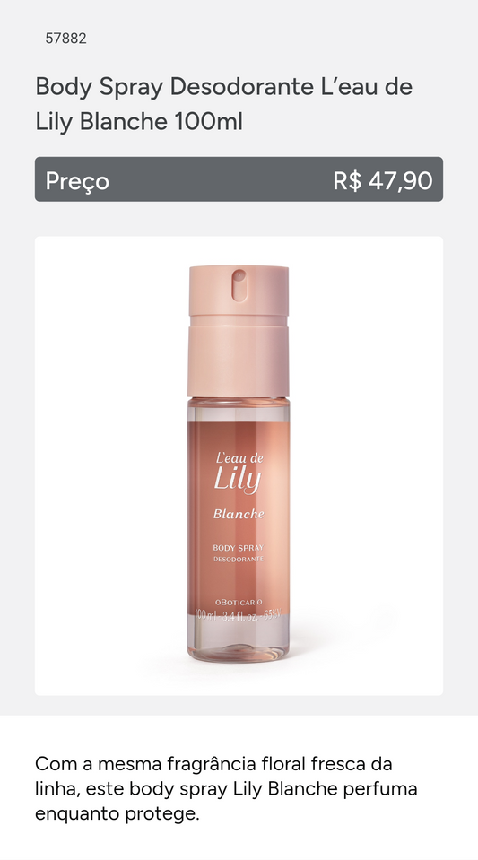 Body Spray Lily Blanche 100ml