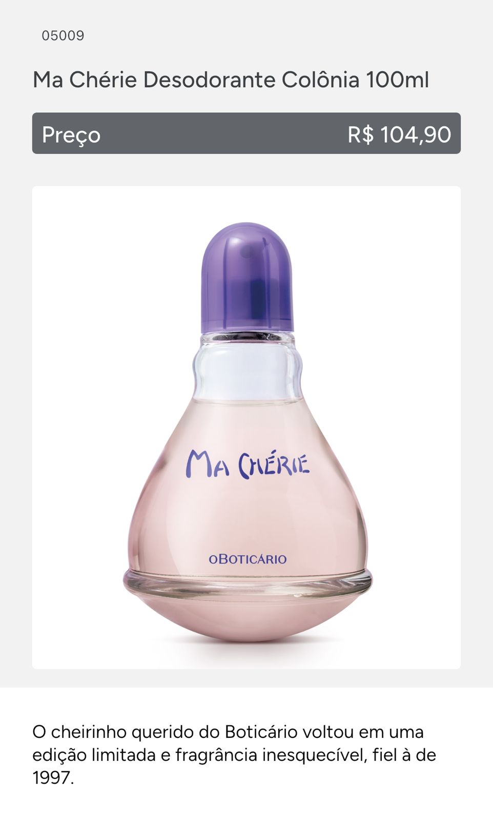 Ma Cherie Colônia 100 ml