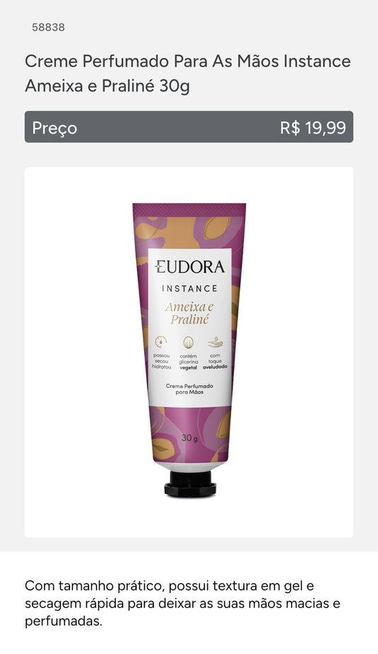 Hidratante de Mãos AMEIXA E PRALINÉ