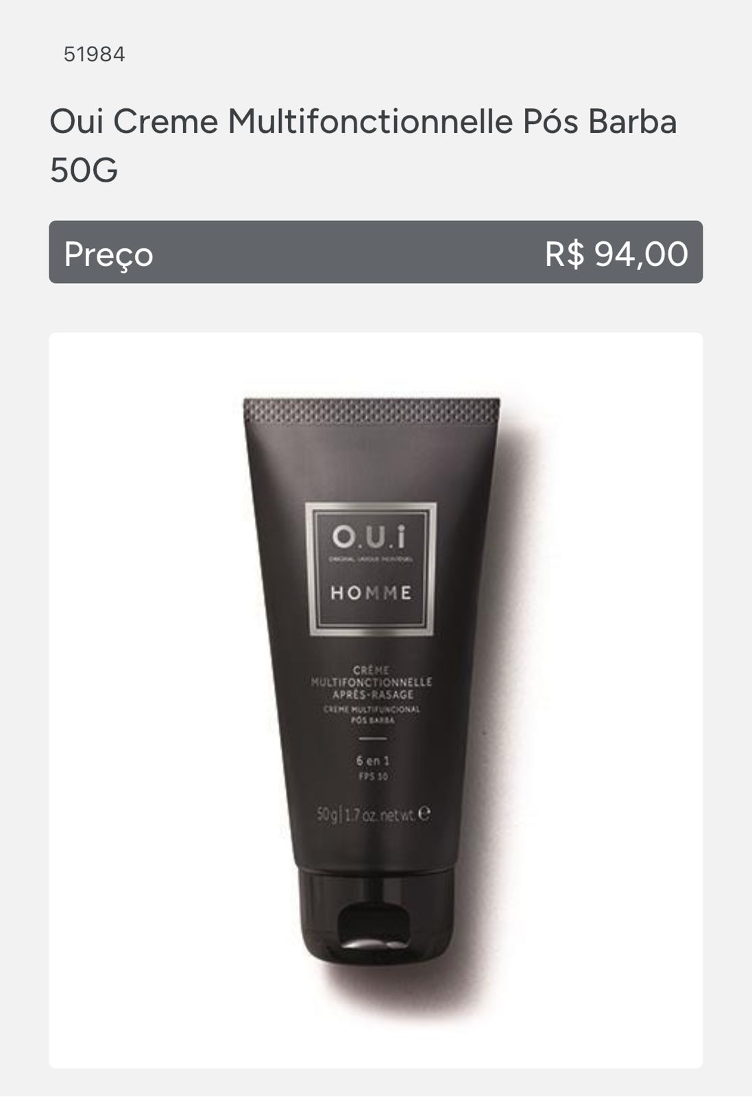 Creme Multifuncional OUI masculino