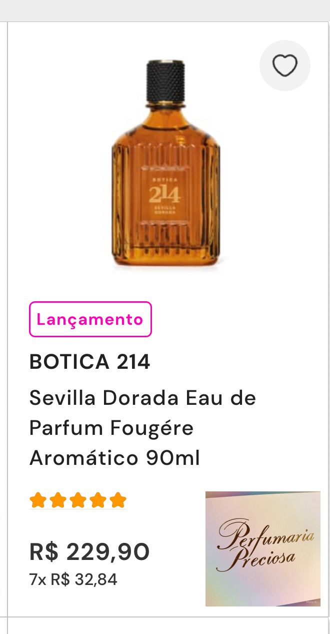 Lançamento 214 Sevilla Dourada masculino